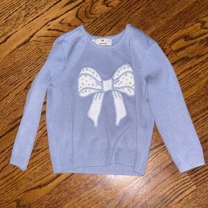 Beautiful girls 12 Melange periwinkle blue purple Sweater with Bow pearl accent